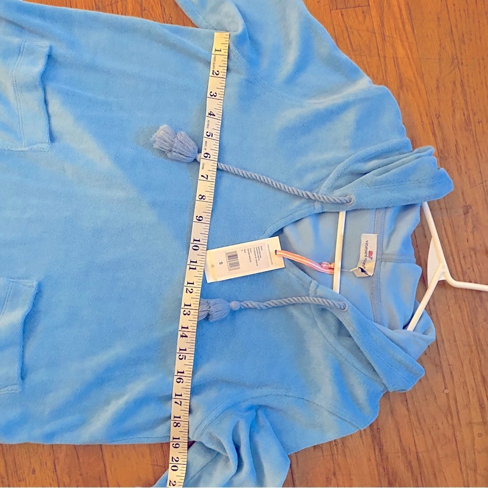 NWT Vineyard Vines Terry Towel Hoodie in Ocean Breeze Blue - Picture 8 of 9